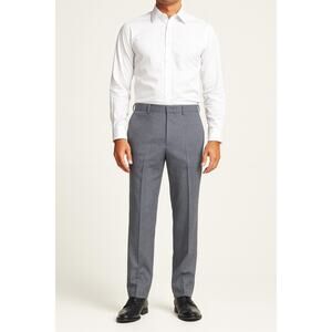 34x29 Unbranded Dress Pant grey Polyester Blend Flat Front EUC vintage USA made